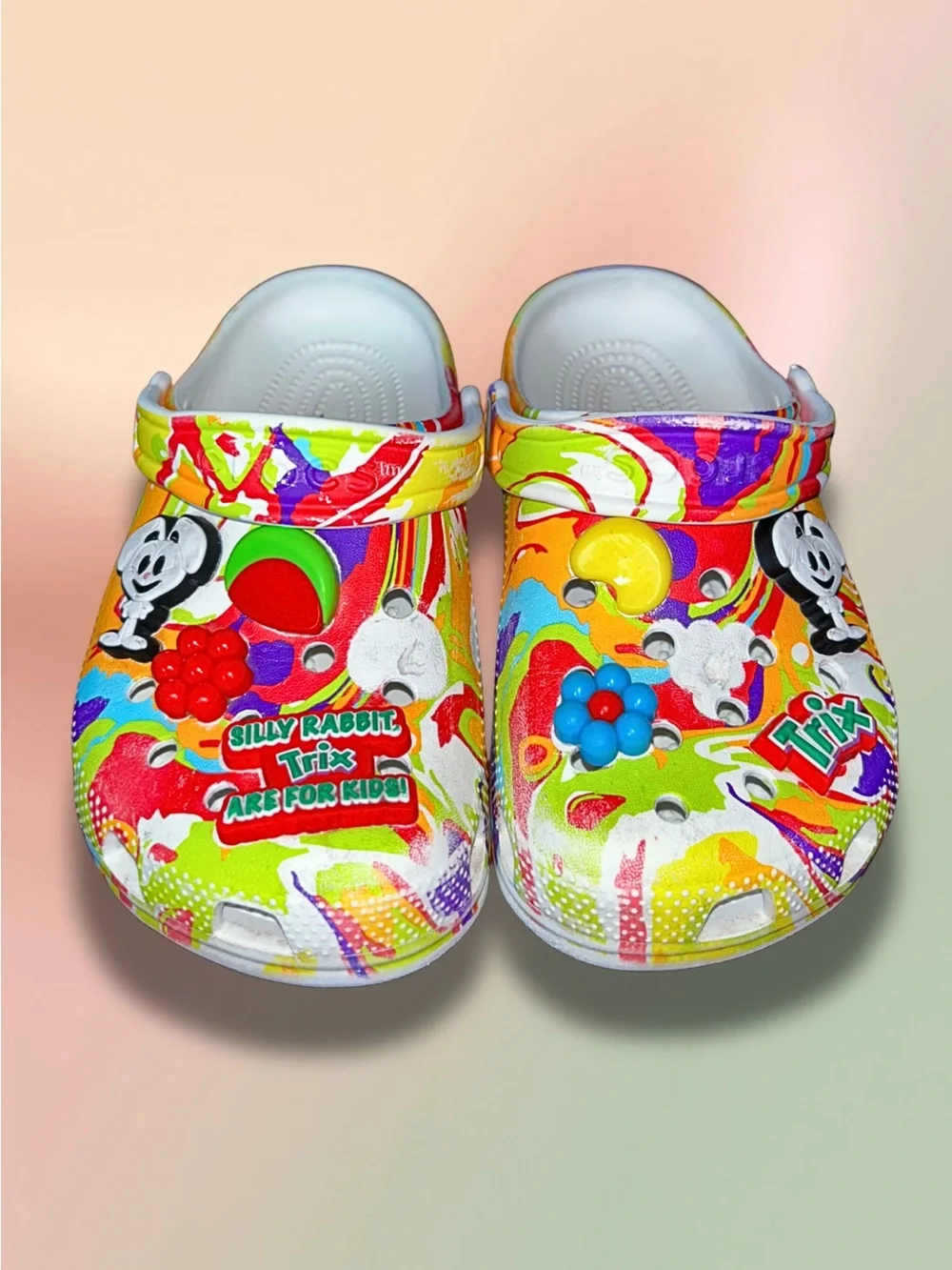 Crocs Classic Clog General Mills Trix Cereal Kids J1 with Jibbitz Charms